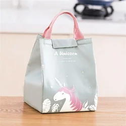 Thermal Insulated Cartoon Cooler Lunch Bento Bag (A - grey)