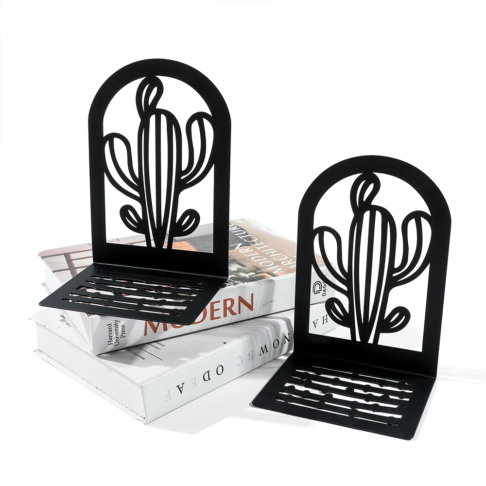 Cacti Book Ends Heavy Duty Metal Bookends Office Desktop Home Bookshelf for Book Lovers Office supplies Book Rack 6