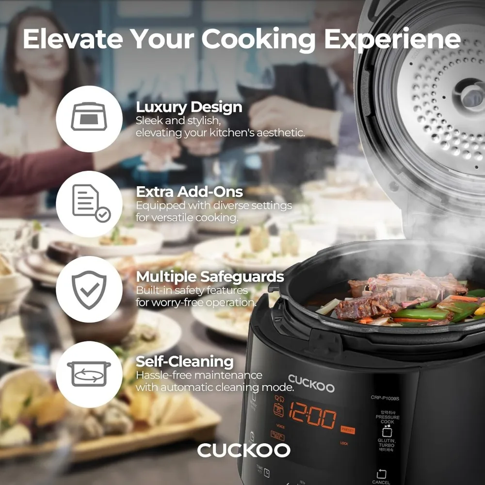 High 6 Cup Electric Heating Pressure Rice Cooker & Warmer &ndash; 12 Built-in Programs Including Glutinous (White), Mixed, Brown