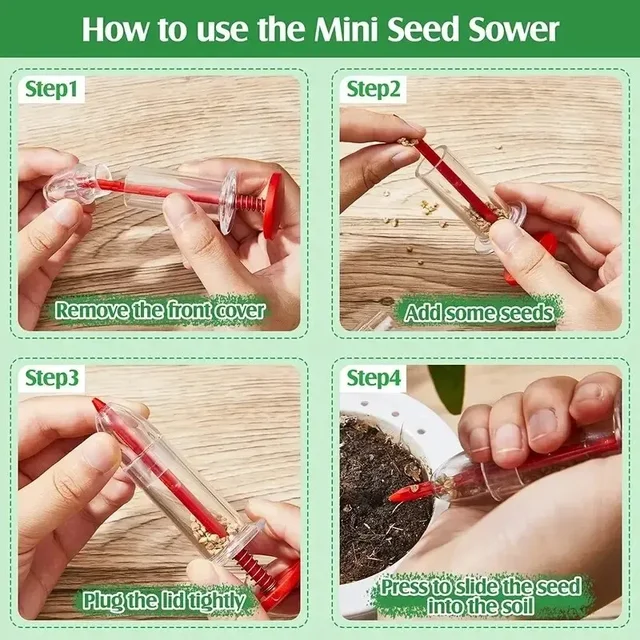 1pc Garden Seeds Dispenser,Mini Handheld Flower Grass SyringeSeeder Garden Seeds Dispenser Sowing Supplies For Garden Seeds 2
