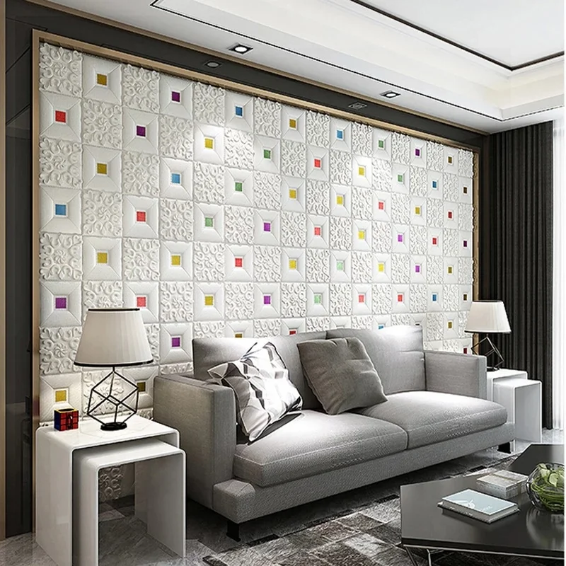 70cmx1m/2m/3m/5m/10m Waterproof 3D Stereo Wall Sticker Ceiling Bedroom Living Room Self-adhesive Background Decoration Wallpaper 2
