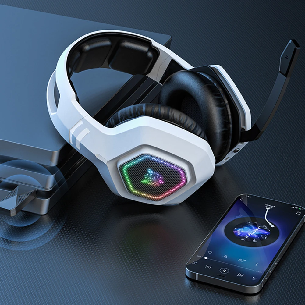 무선 게이밍 헤드셋 2.4GHz/BT 5.3/유선 오버이어 헤드폰 (마이크 포함) 게이머용 헤드폰 RGB 조명 /PC/노트북용