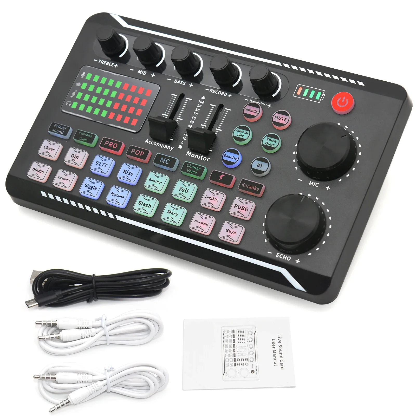 F998 Live Sound Card Bluetooth-Compatible Studio Record DJ Mixer Effects For Pho