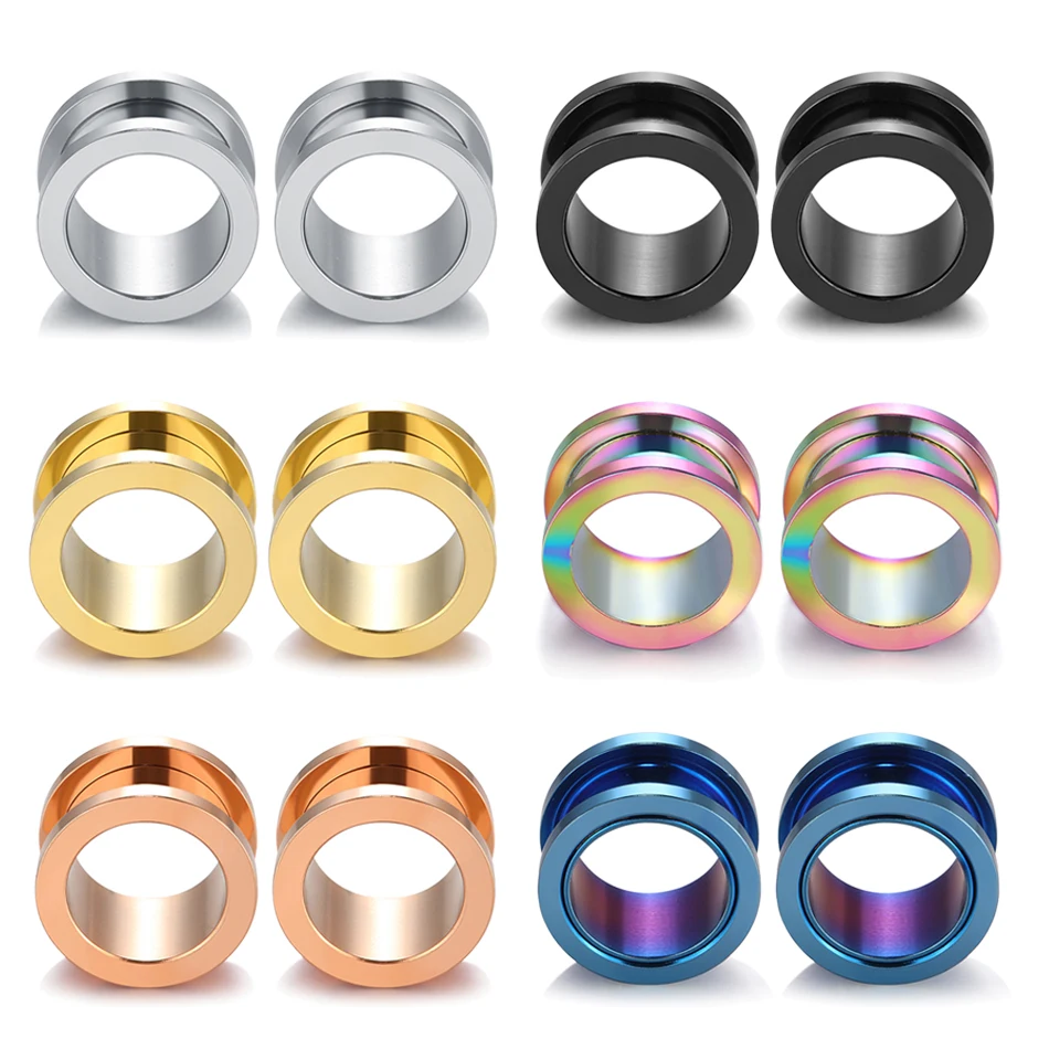 1 Paar Ohrmessgeräte aus 316L-Edelstahl, Ohrstöpsel und Tunnel, Ohrpiercings, Earlets, geschraubte Ohrringe, Expander, Körperpiercing-Schmuck – Detail 4