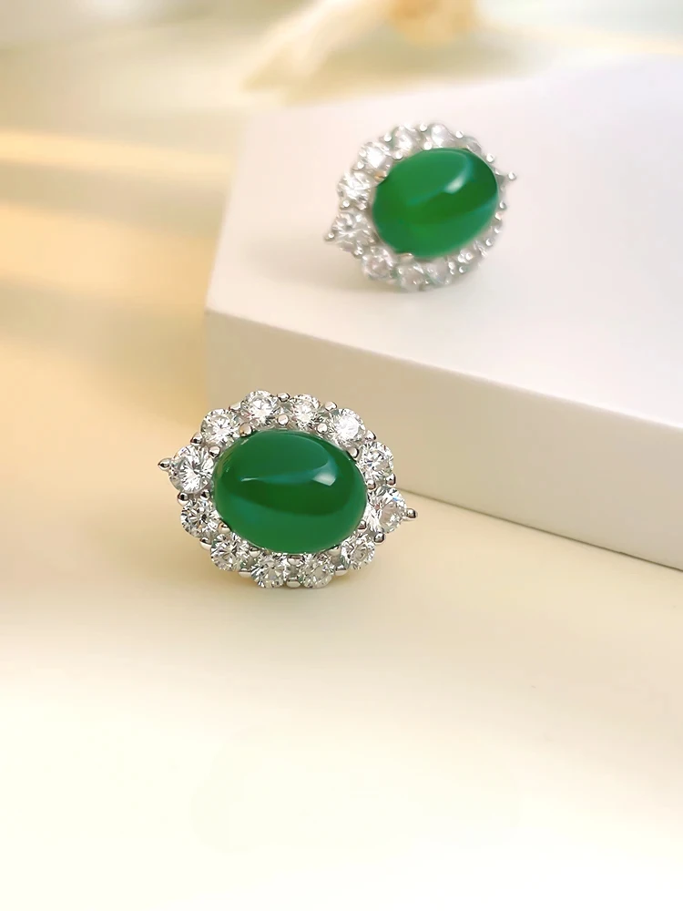 New 925 Silver Ear Studs Set with High Carbon Diamonds, Retro and Versatile Temperament, Simple Engagement Jewelry for Women