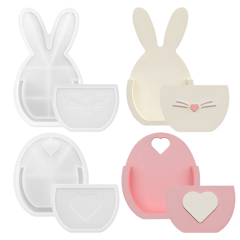 Easter Bunny Egg Flower Pot Silicone Mold Cute Rabbit Basket Resin Mold Home Decoration DIY Vase Making Plaster Casting Molds