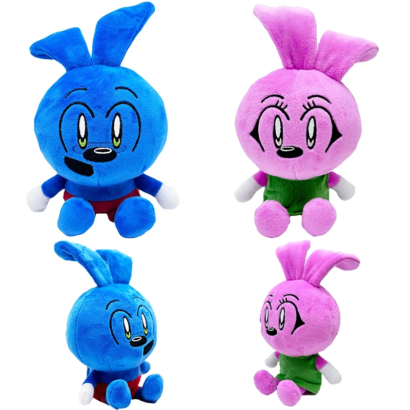 1/2pcs Riggy The Rabbit Monkey Plush Doll Toy Blue Pink Bunny Stuffed Animal Soft Figure Anime Cartoon Gift for Kids Children dvotinst baby newborn photography props panda fox hat doll 2pcs set crochet knit fotografia accessories studio shoots photo prop