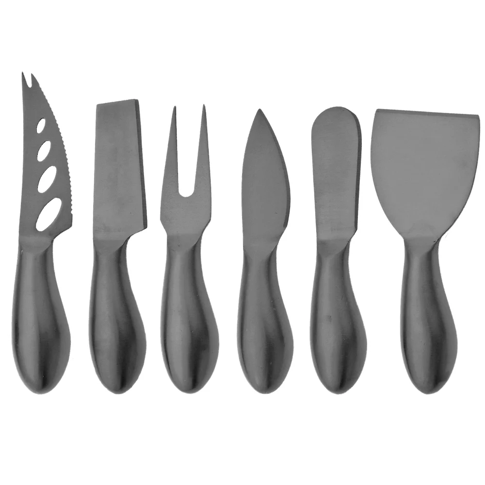 Black 3-6Pcs Food Grade Cheese Knife Tool Set Stainless Steel Handle Cheese Knife Set for Pizza Kitchen Accessories