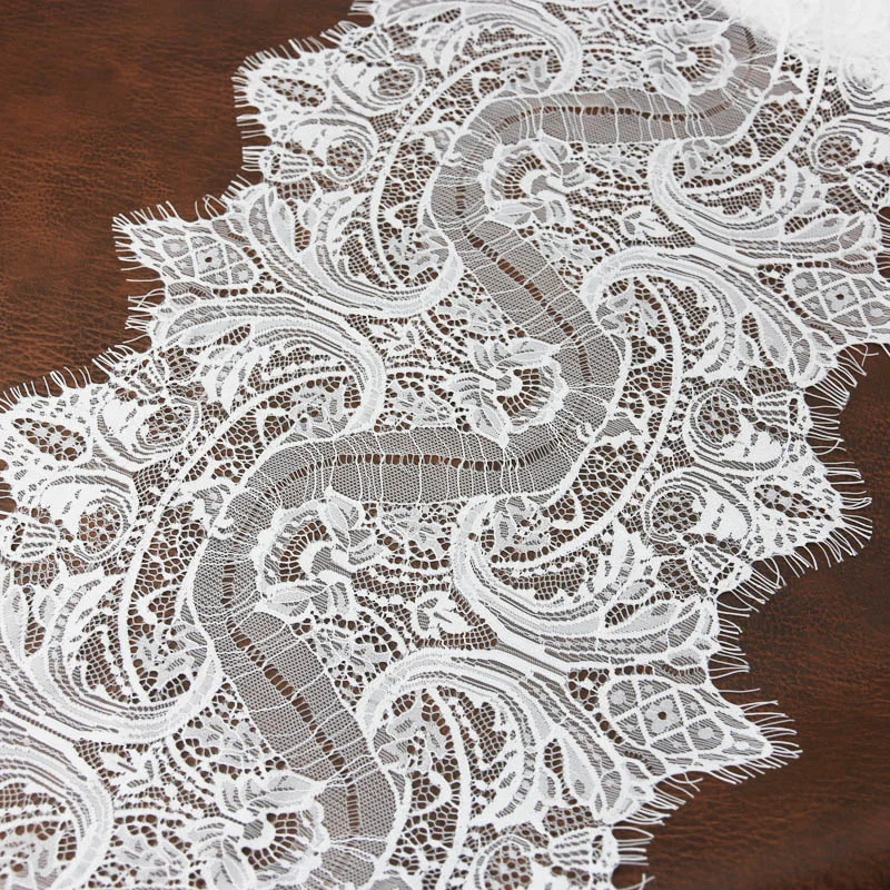 (3 meters/roll) 300ｍm White Eyelash Lace Fabric Voile Trim Embroidered Wedding Manual Dress Fabric Diy Ribbon Exquisite Pattern