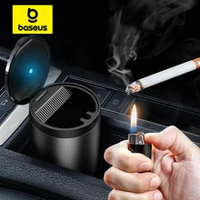 Baseus-자동차 재떨이 LED 알루미늄 합금 재떨이, 아우디 BMW 골프 자동차 컵 홀더 액세서리 자동 재떨이 담배 홀더 상자