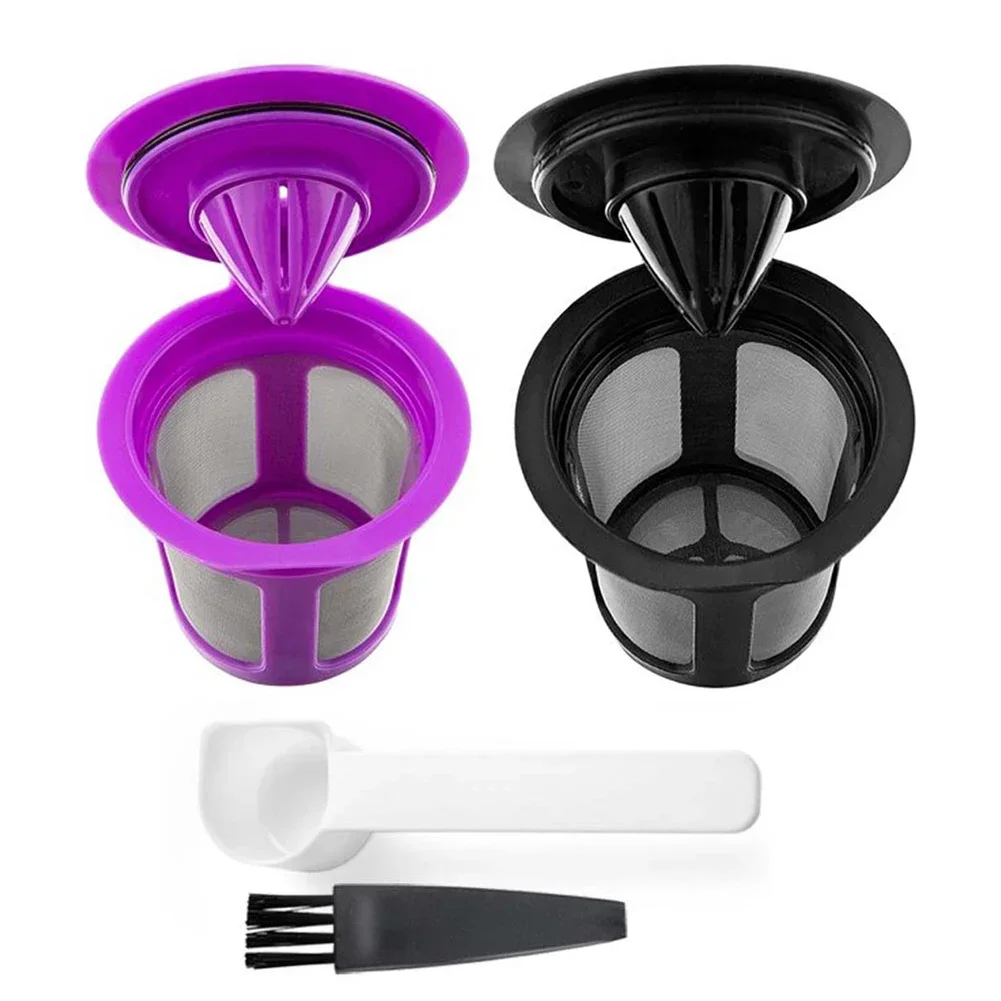 Dual Reusable Coffee Maker Cups - Refillable Filter for Household Kitchen Use