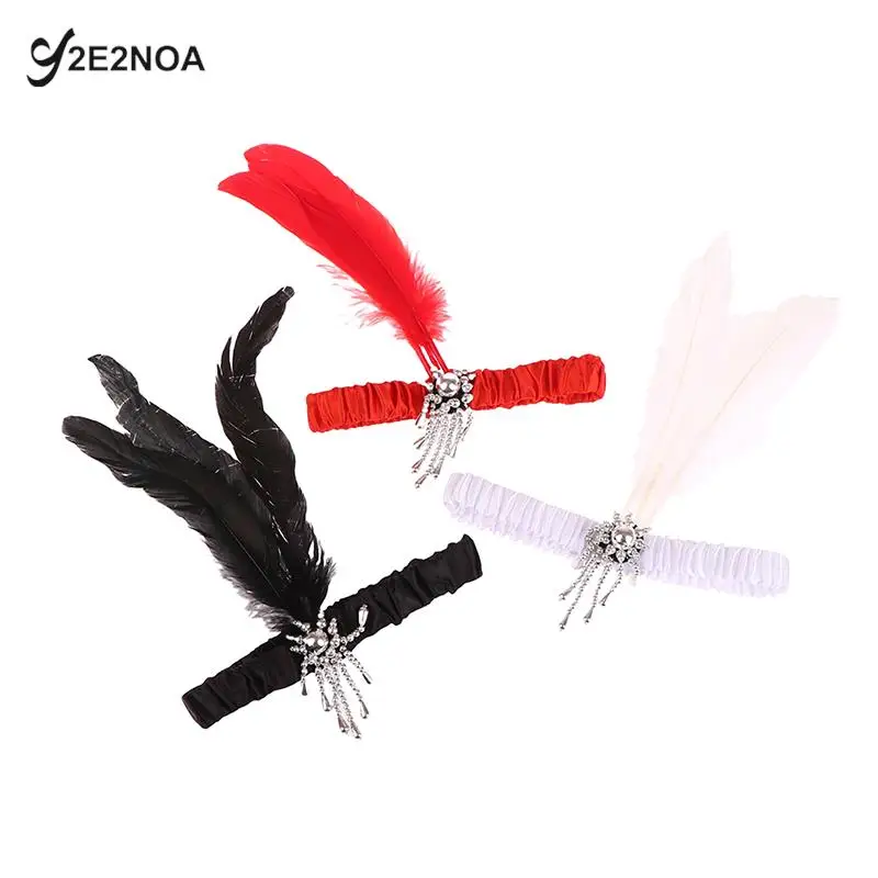 Fascia per capelli fascia per capelli con perle di piume puntelli per feste retrò accessori per abi moda donna accessori per capelli per ragazze  200000297