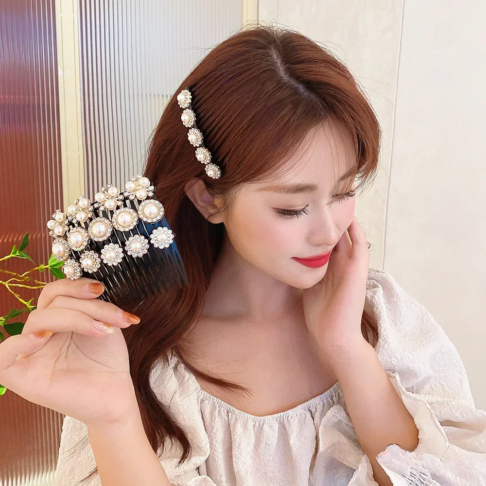 Description Picture 2 of itemSparkling Crystal Stone Braided Hair Clips Double Bangs Braided Barrettes Hairpins Women Girls Hair Styling Accessories Braiders