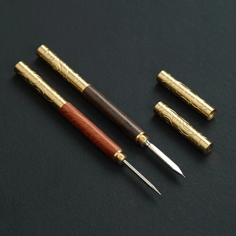 Professional Tea Knife Pu'er Tea Solid Wood Needle Double Use Stainless Steel Chinese Pry TeaCutters Teaware Set Accessories tea cutter tea needle set