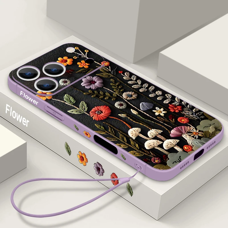Stylish Wrist Strap Lanyard TPU Phone Case with Embossed Design