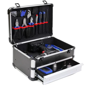 Aluminum Tool Box Portable Instrument Box Storage Case with Sponge Lining Handheld Impact resistant ToolBox 30x17x8cm 1