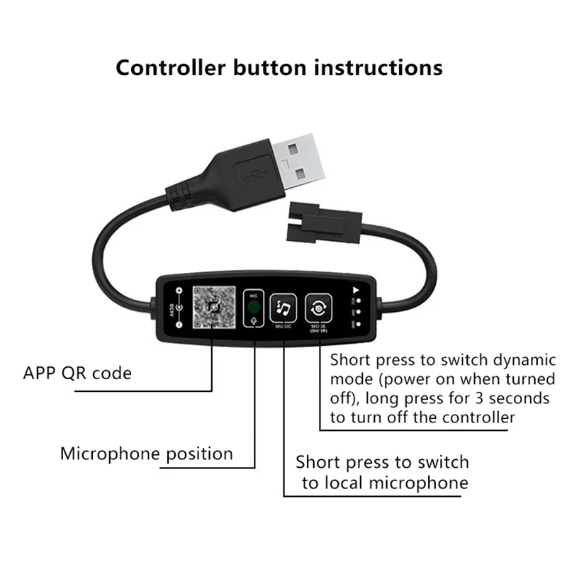 Controlador Bluetooth de Píxeles LED con Control Remoto de 28 Teclas y Sincronización de Música S6bab679a60714678865f2ad4a66801f7I