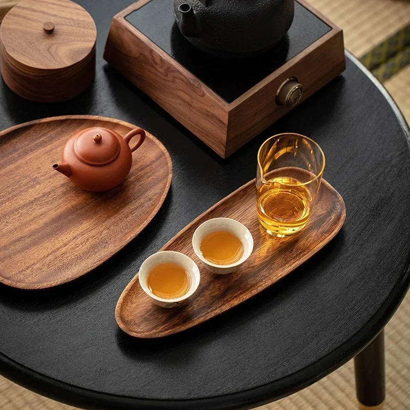 Whole Wood Lovesickness Wood Irregular Oval Solid Pan Plate Fruit Dishes Saucer Tea Tray Dessert Dinner Plate Tableware Set