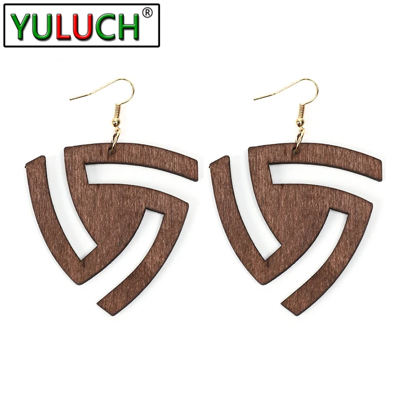 

Retro Ethnic Natural Wood Dangle Earrings For Women Fashion Geometric Screw Drop Earring Jewelry Girls Gift Oorbellen Kolczyki