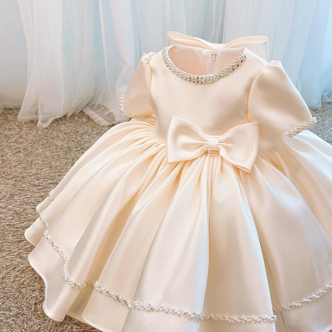 

Baby Spanish Lolita Princess Ball Gown Beading Design Birthday Party Christening Clothes Easter Eid Dresses For Girls