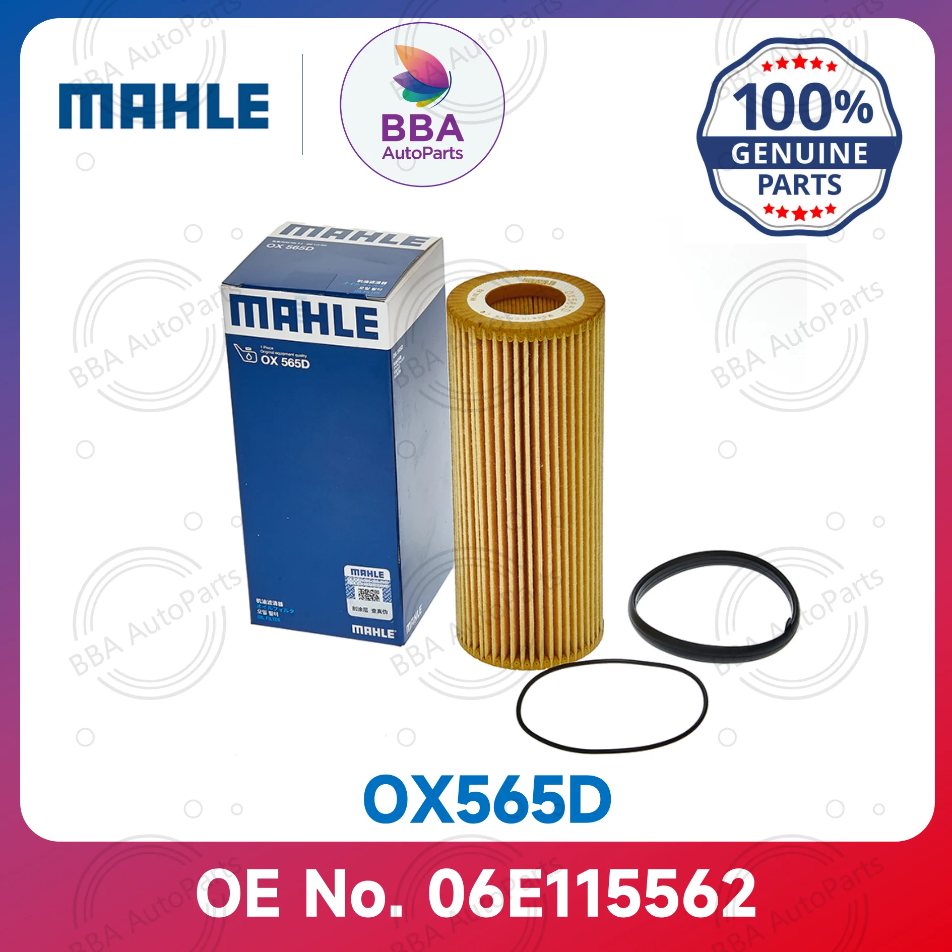 Mahle OX565D OX381D oil filter for Audi A4L A5 A6 A7 A8 Q5 Q7 S5 OE 06E115562 06E115562A 06E115562C