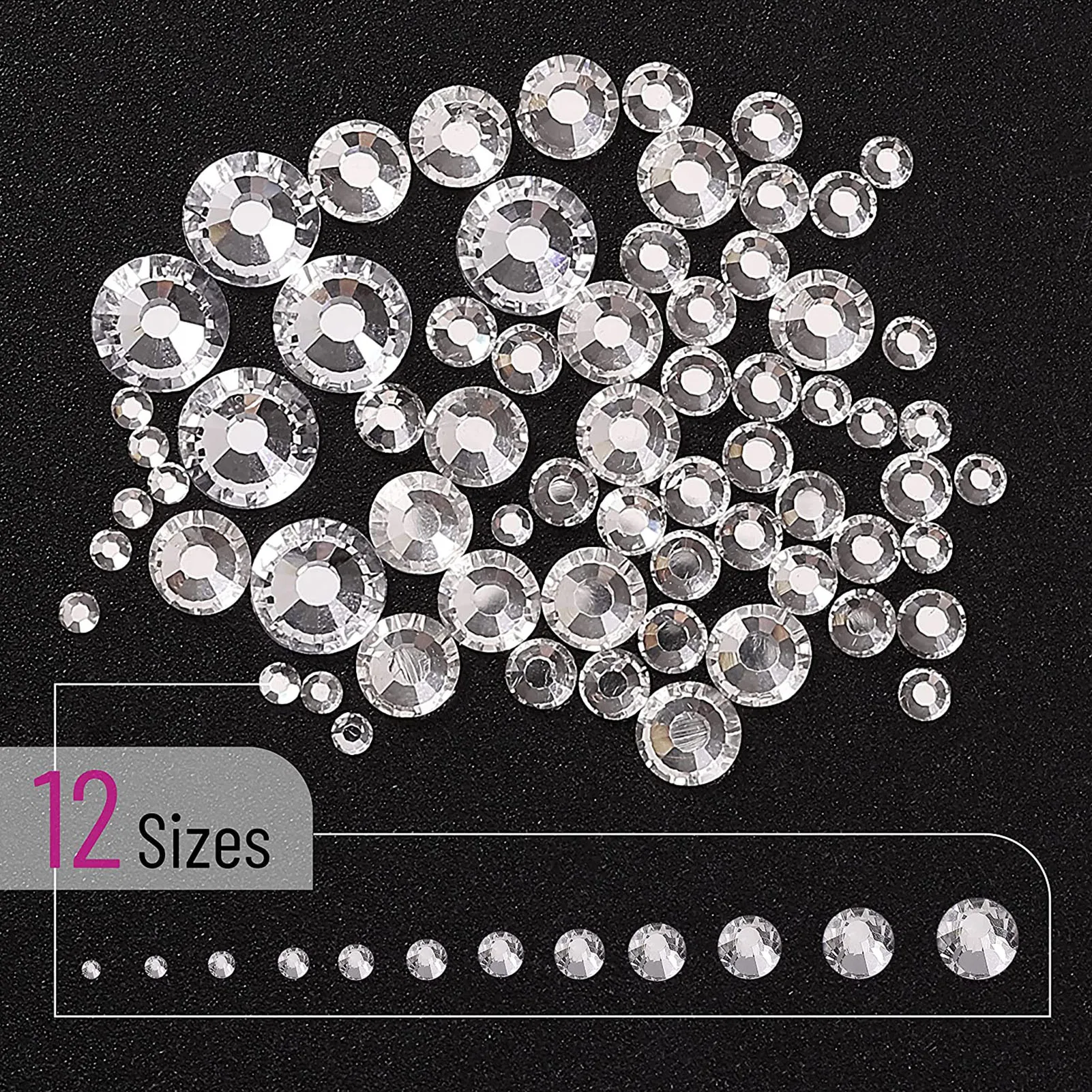2000pcs Nail Gems And Rhinestones 6 Mixed Size Crystal Flatback Rhinestones For Crafts 12 Grids Rinestons Diamonds Gems Glitter