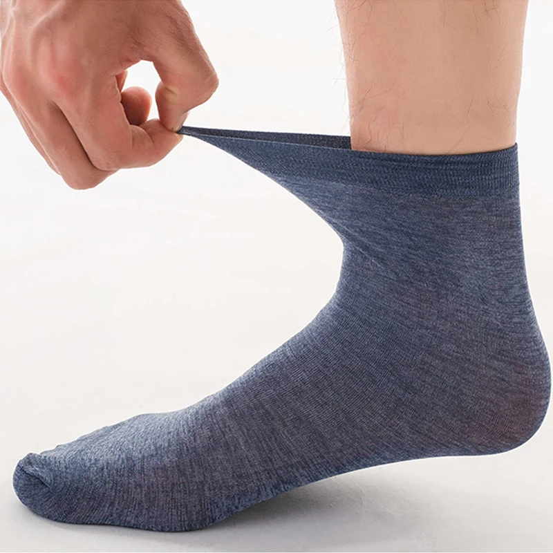 20PCS=10Pairs Bamboo Fiber Men Socks Summer Spring Sports Socks Sweat Absorption Deodorant Ultra-Thin Breathable Silk White Sock