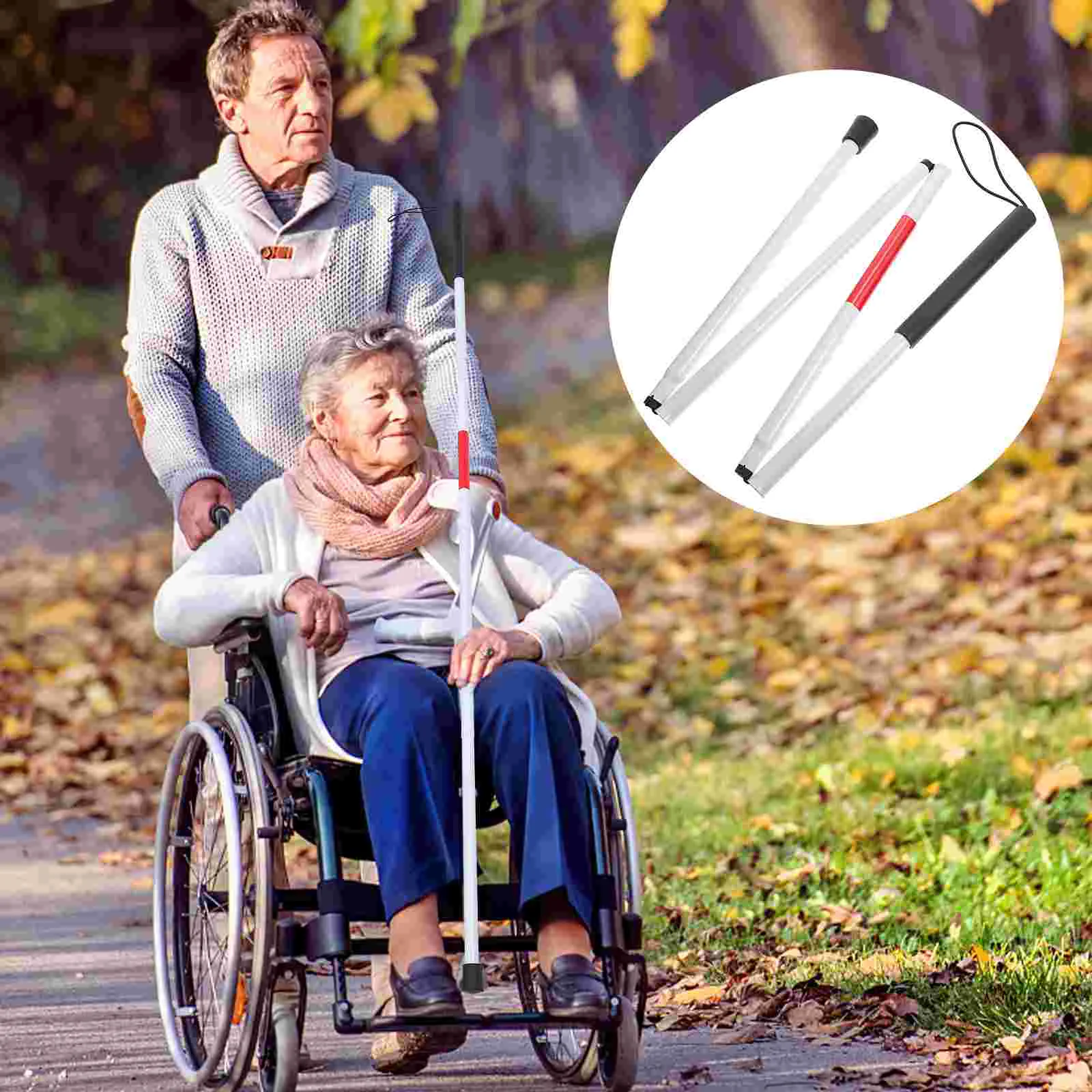 Guide Cane Foldable Blind Cane Four-Section Blind Portable Aluminium Alloy Walk Stick Practical Folding walking cane