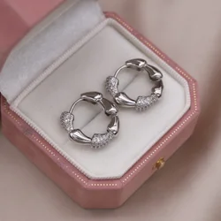 Elegant Two - Tone Zircon Ball Earrings - Chic Korean Fashion Jewelry (Antique Silver Plated)