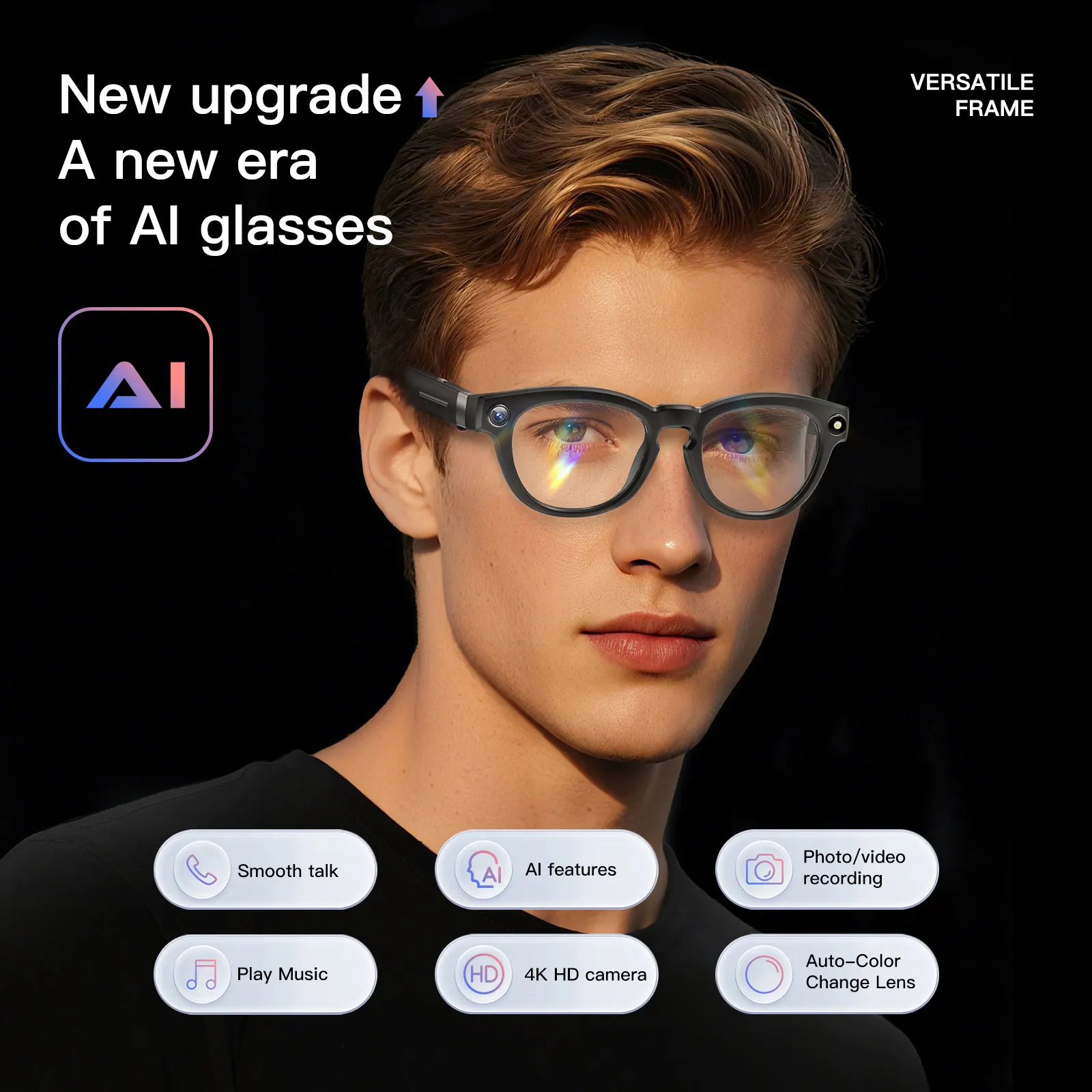 EIGIIS AI Smart Glasses Bluetooth Call With AI Voice Translate Intelligent shooting function Noise Reduction Waterproof Glasses 4