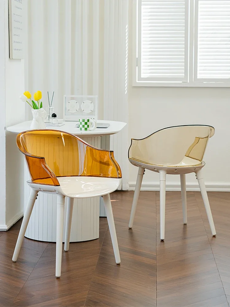 

Nordic transparent chair, ghost chair, backrest chair, minimalist acrylic dining chair, leisure chair, creative plastic chair