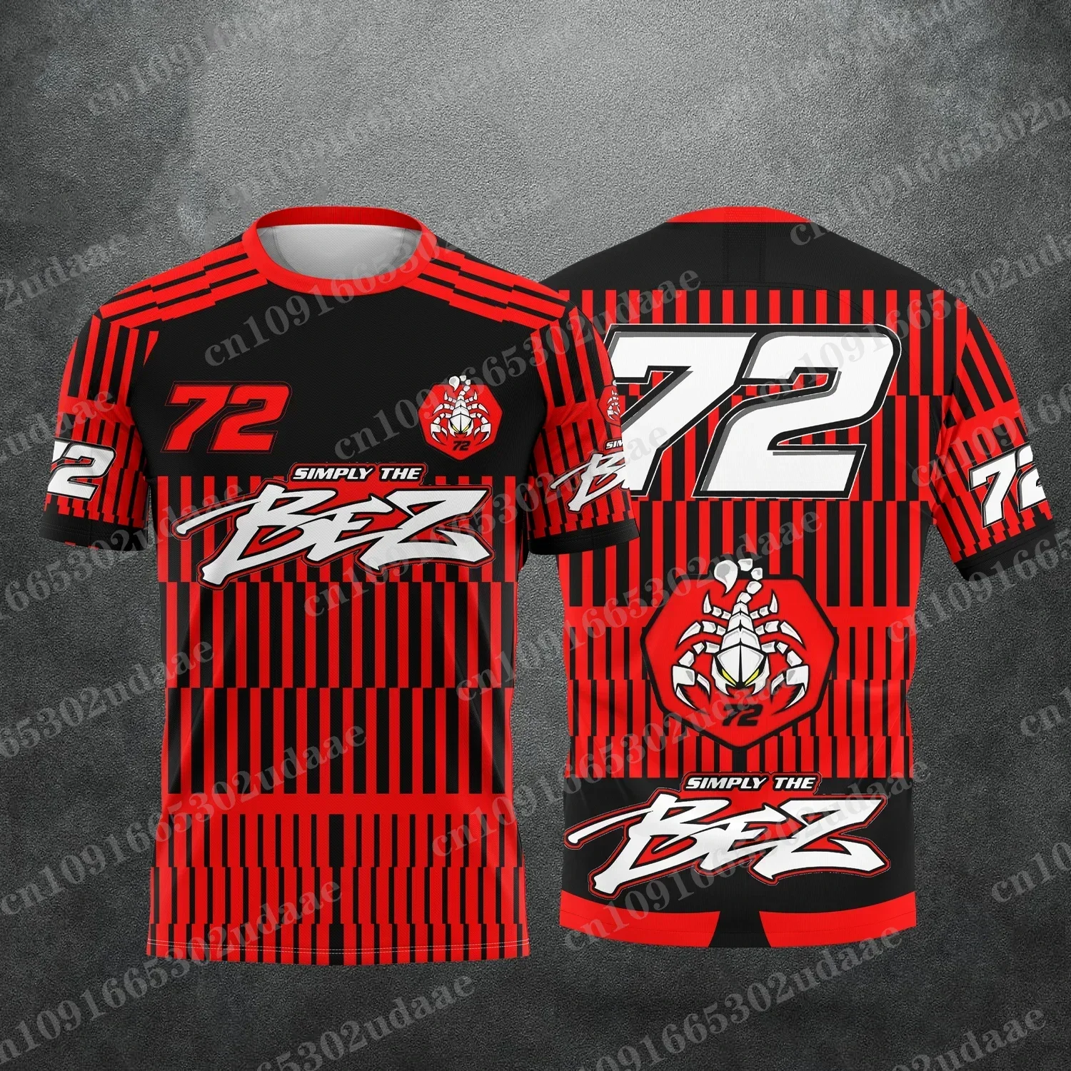 드라이버 No.72 MARCO Bezzecchi 3Dprint 야외 익스트림 스포츠 속건성 통기성 남성 티셔츠 부모-자식 성인 키즈 반팔