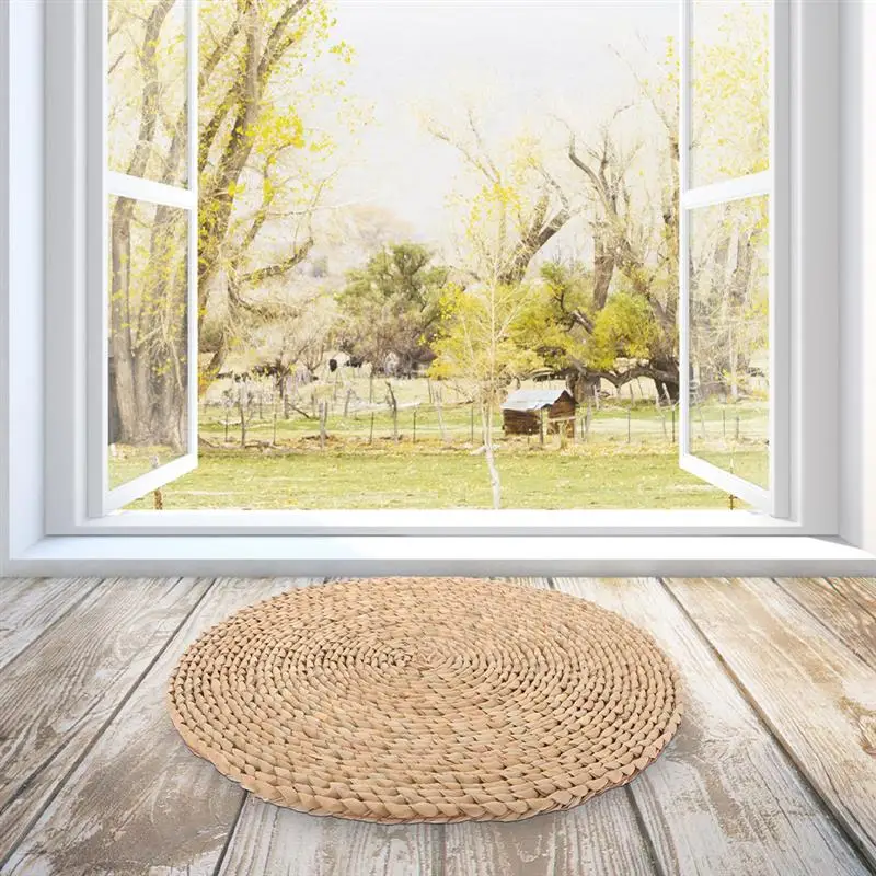 20/30cm Japanese Style Natural Straw Round Pouf Tatami Cushion Rattan Yoga Cushion Woven Sitting Seat Cushion 4
