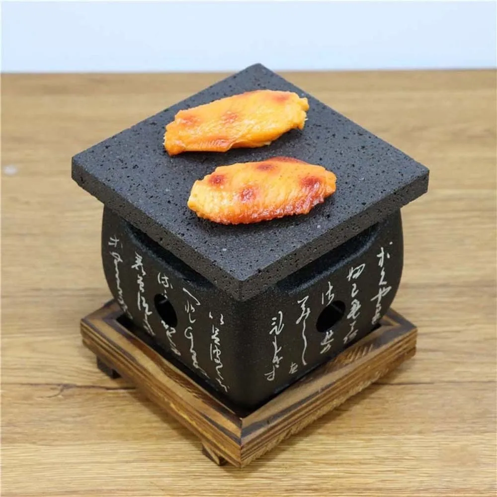 Japanese Style Charcoal Stove Aluminium Alloy with Grill Net Portable Charcoal Grill Carbon Stove Mini Square Text Stove Outdoor