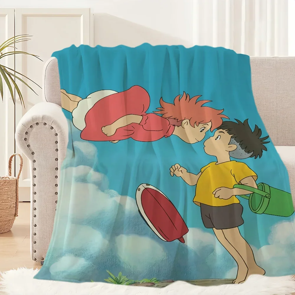 Blanket Plush Nap P-Ponyo Sofa Anime rug for Living Room Warm Cute Office Bedroom Film kawaii Birthday Home Travel Kid Gifts 6