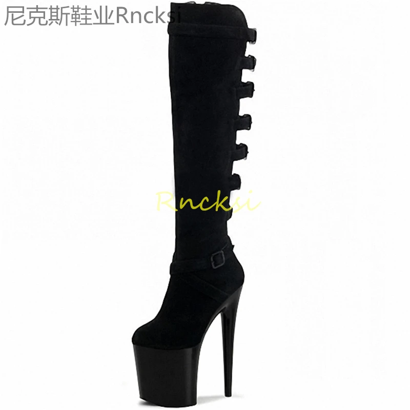 

20cm New spring and autumn boots flannel ladies boots fashion women's stilettos sexy ultra-high heels pole dancing boots