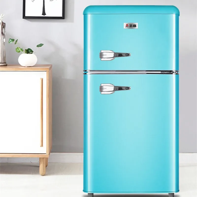 220V 118L Retro Refrigerator Small Household Double Door Refrigerator Fridge Small small fridge for room