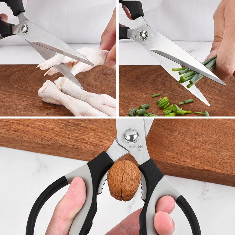 Kitchen Scissors Chicken Bone Scissors with Cover Stainless Steel Heavy  Duty Multipurpose Scissors for Opening Bottle Nutcracker