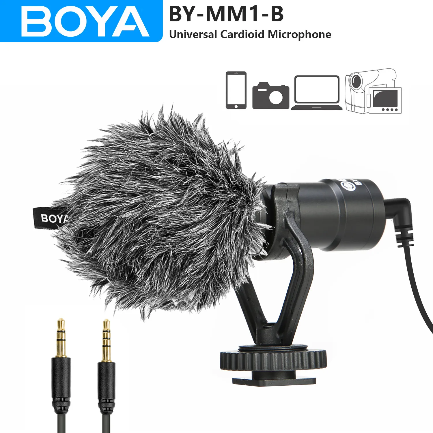 

BOYA BY-MM1-B On-camera Shotgun Microphone for iPhone Android Smartphone DSLR Cameras PC Laptop Youtube Recording Streaming Vlog