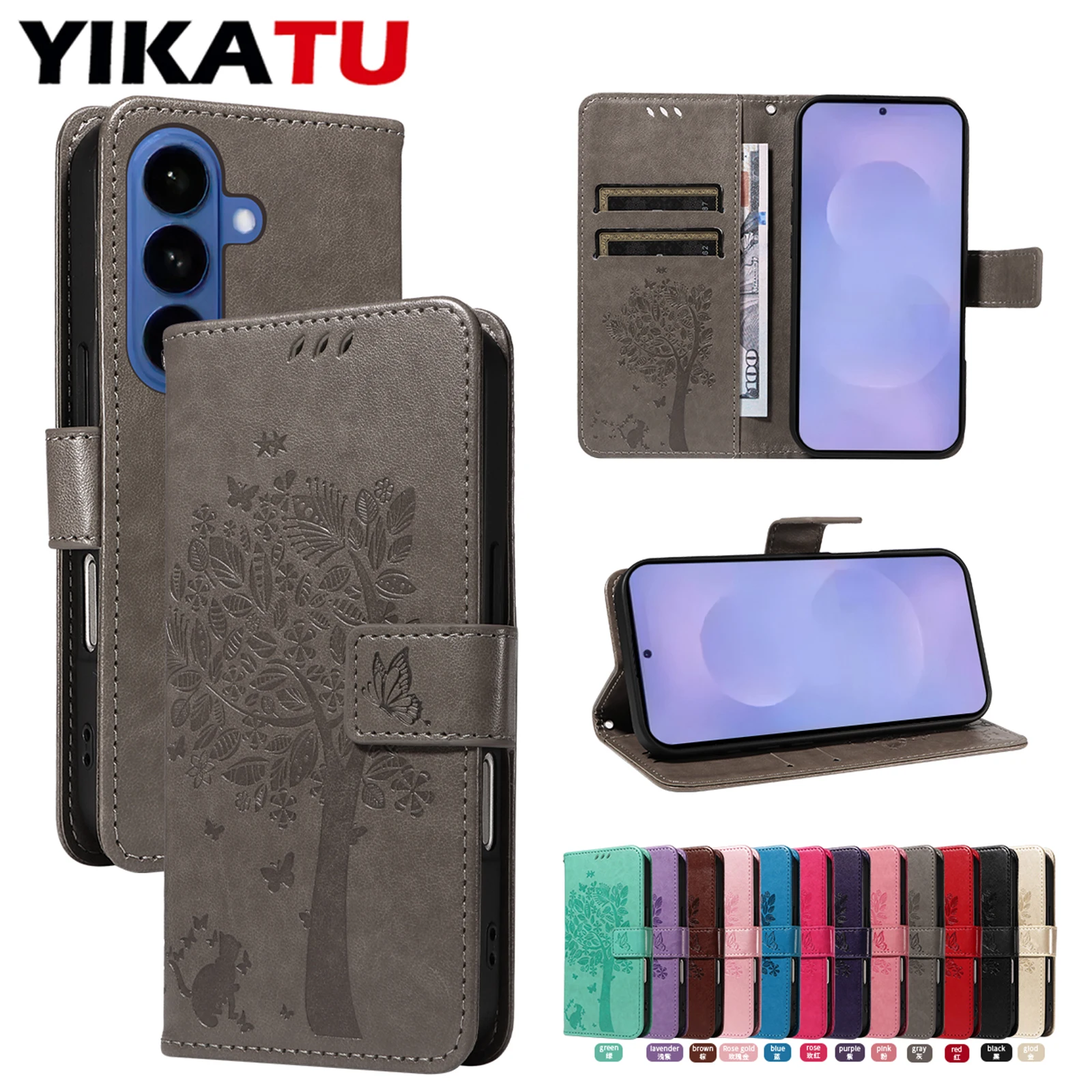Leather Flip Multi Card Wallet Case - Magnetic Phone Cover