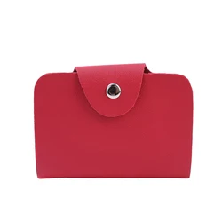 Premium PU Leather Card Holder - Large Capacity Organizer Case for Credit Cards, Business Cards, and Cash (Plum red)