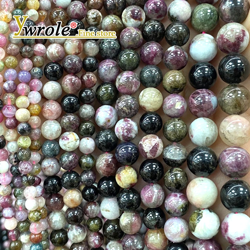 천연 보석 스톤 다채로운 전기석 4-10mm 느슨한 라운드 스페이서 비즈 쥬얼리 ..