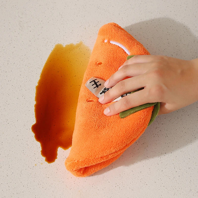 Cute Hanging Hand Towel Coral Fleece Absorbent Towel Kitchen Cleaning Cloth Bathroom Quick Drying Square Towel Home Hand Towel 3