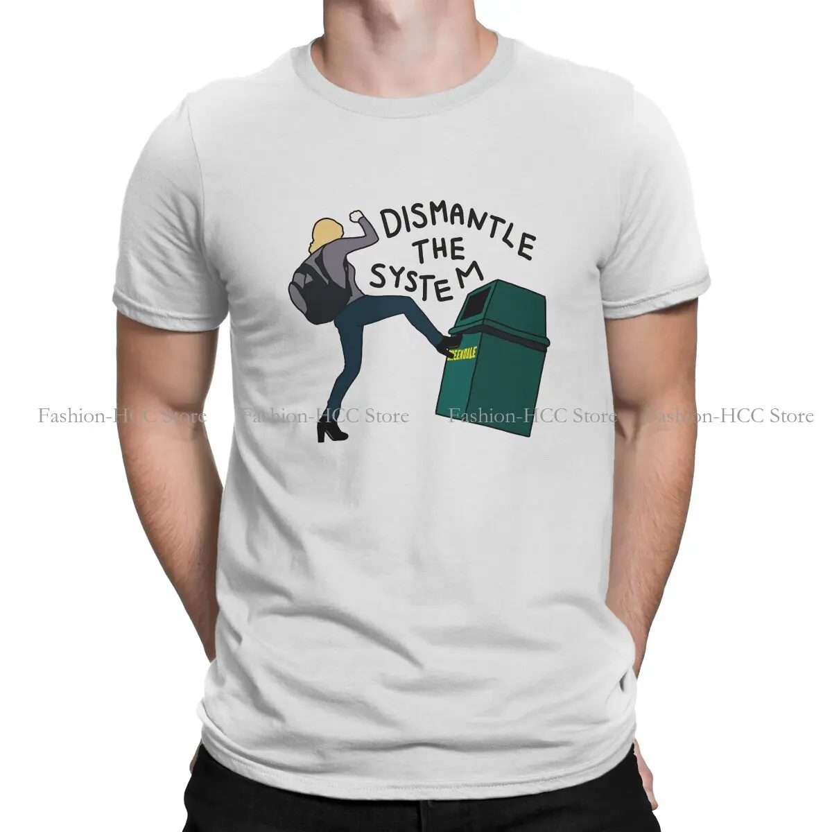 

Britta Kicking a Greendale Trash Can O Neck TShirt Community Movie TV Show Basic T Shirt Men Tops Fashion