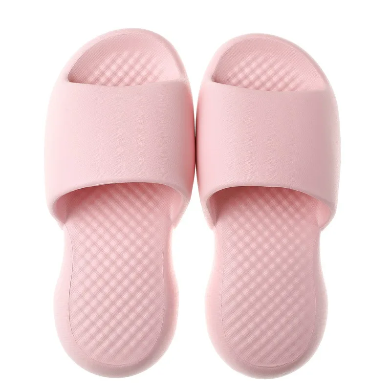 Women's PU Square Head Flat Bottom Home Slippers Casual Sweet Lightweight Breathable Flat Bath Slippers Shoes