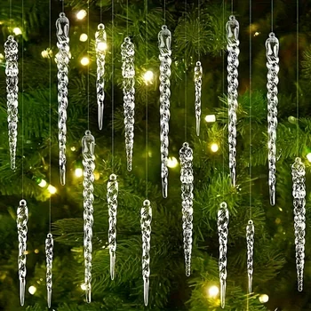 Crystal Clear Icicle Christmas Tree Ornaments (12/24/36 pcs) 1