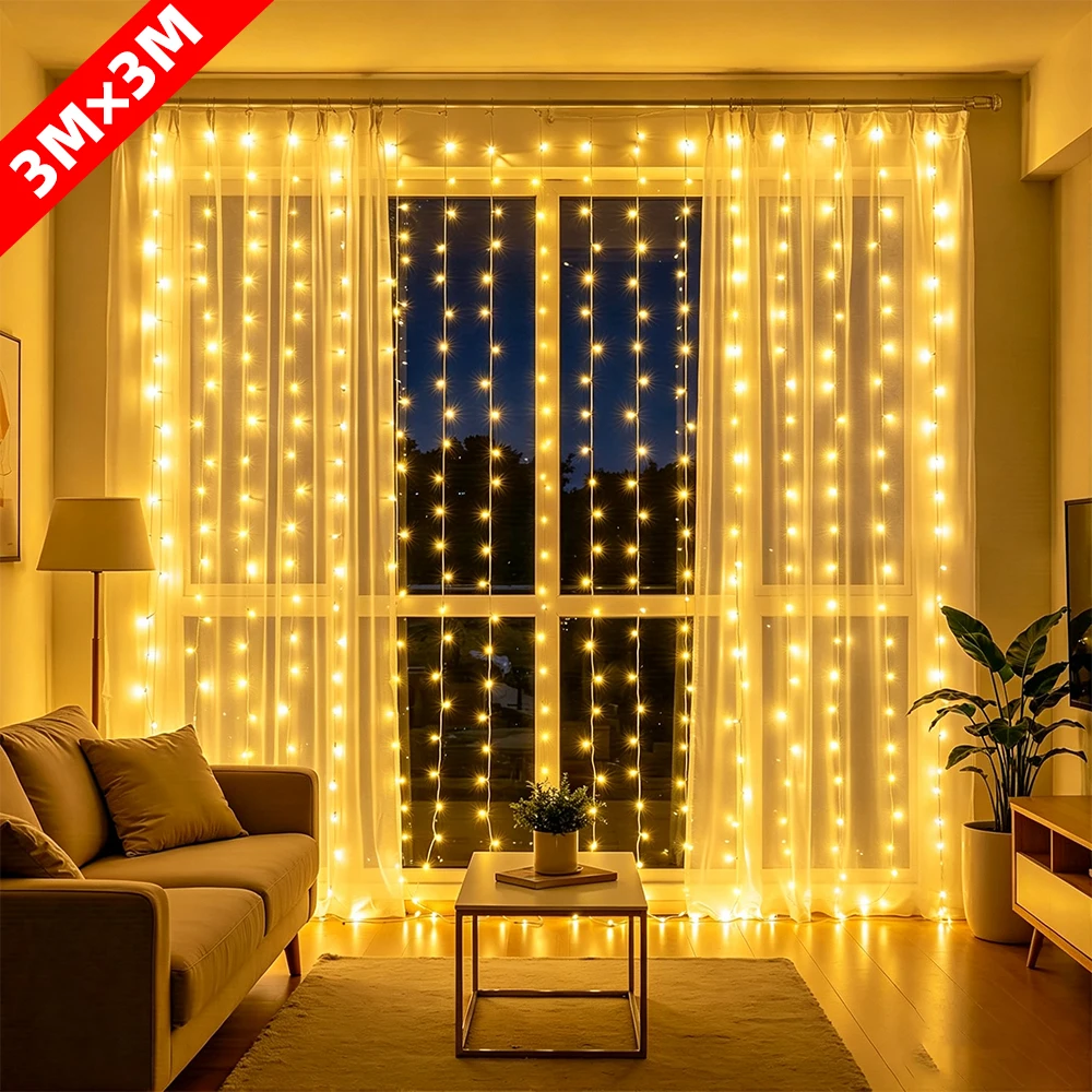 Enchanted LED Fairy Curtain Lights with Remote - 8 Mode USB String Lights for Indoor & Outdoor Decor
