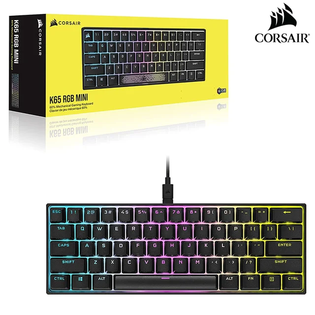 CORSAIR K65 RGB MINI 60% Mechanical Gaming Keyboard, Backlit RGB LED,  CHERRY MX Red, Black, Black PBT Keycaps - AliExpress