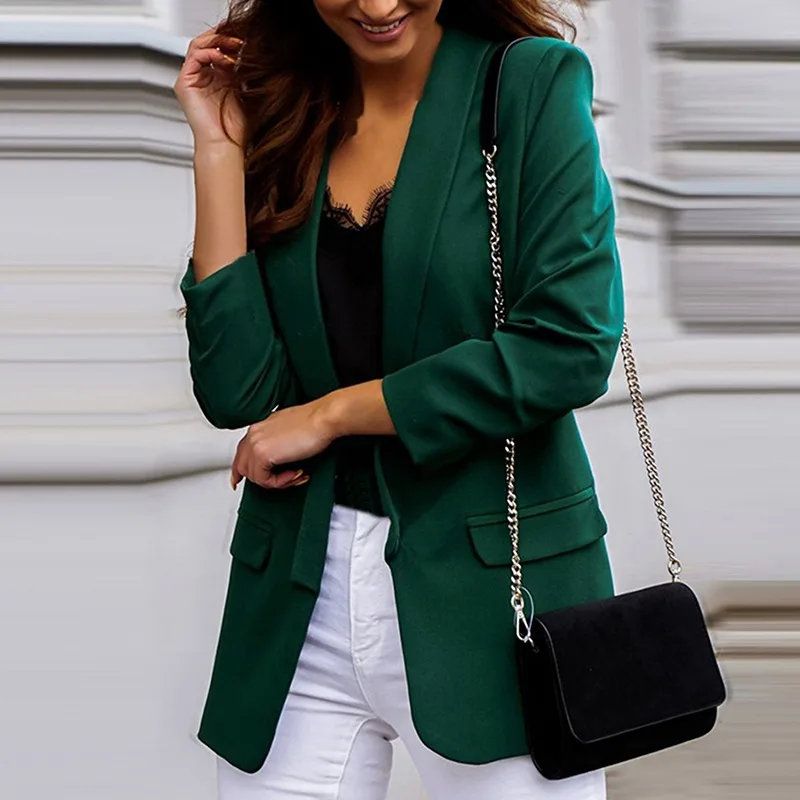 Black Women Blazer 2022 Blazer Formali Lady Office Work Suit Tasche Giacche Cappotto Sciolto Nero Donna Blazer Femme Giacche Femme