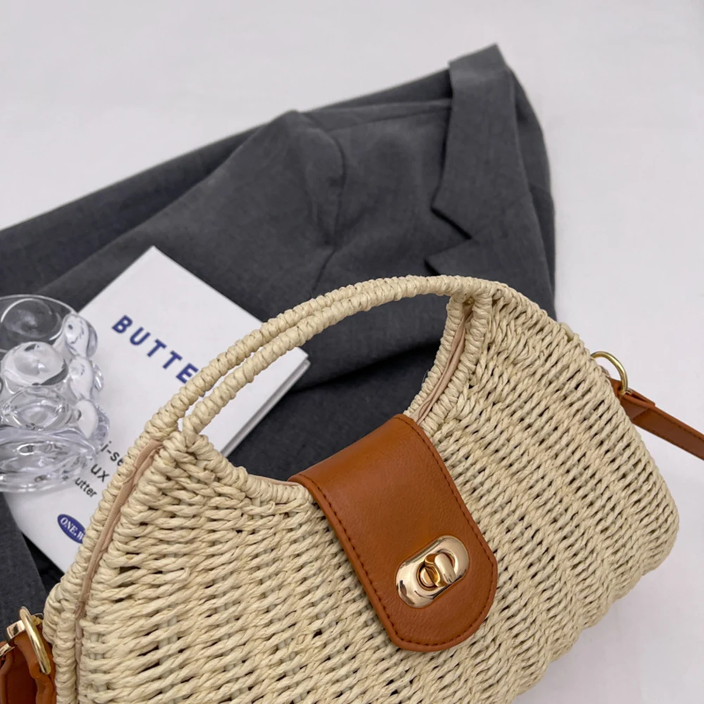 Women Messenger Bags Woven Shell Summer Top-Handle Bags Handmade Fashion Holiday Casual Lady Straw Bag